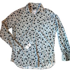 Sak’s Fifth Avenue Men’s Light Blue Floral Shirt - Made in Albania - Sz.XL